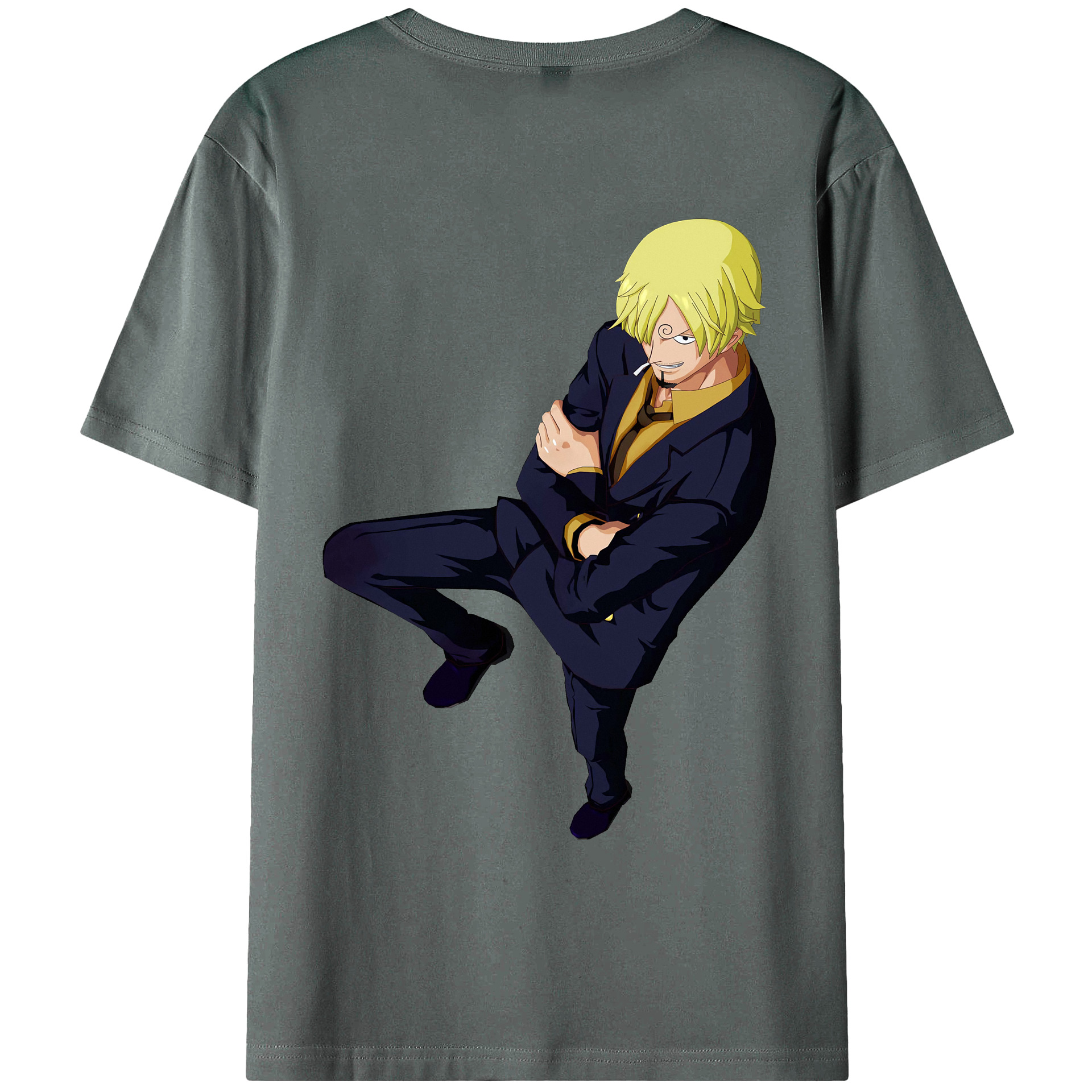 （画像用） ワンピース サンジ ONE PIECE Sanji 綿100％ メンズ半袖Tシャツ（バックプリント） 通気性